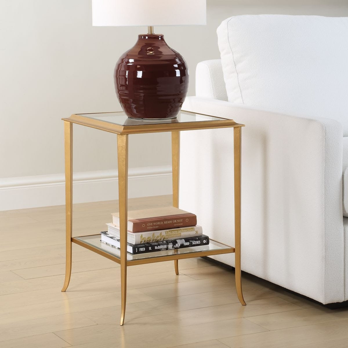 Austen Square Gold Leaf Side Table