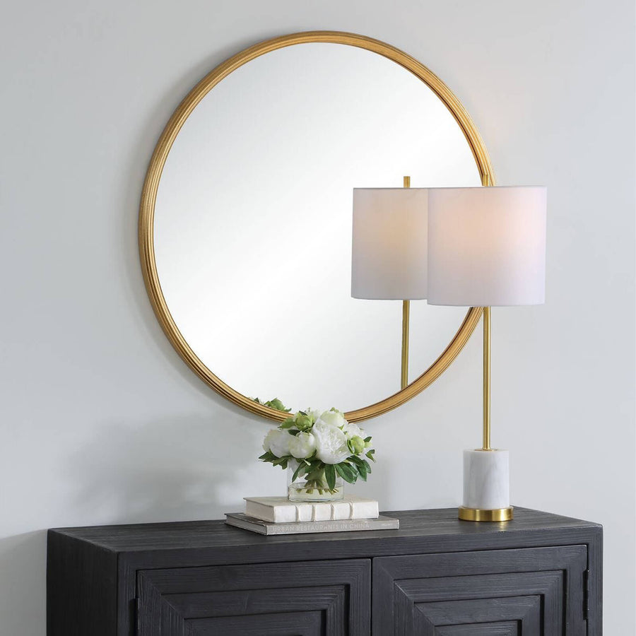 Textured Round Mirror – Gold