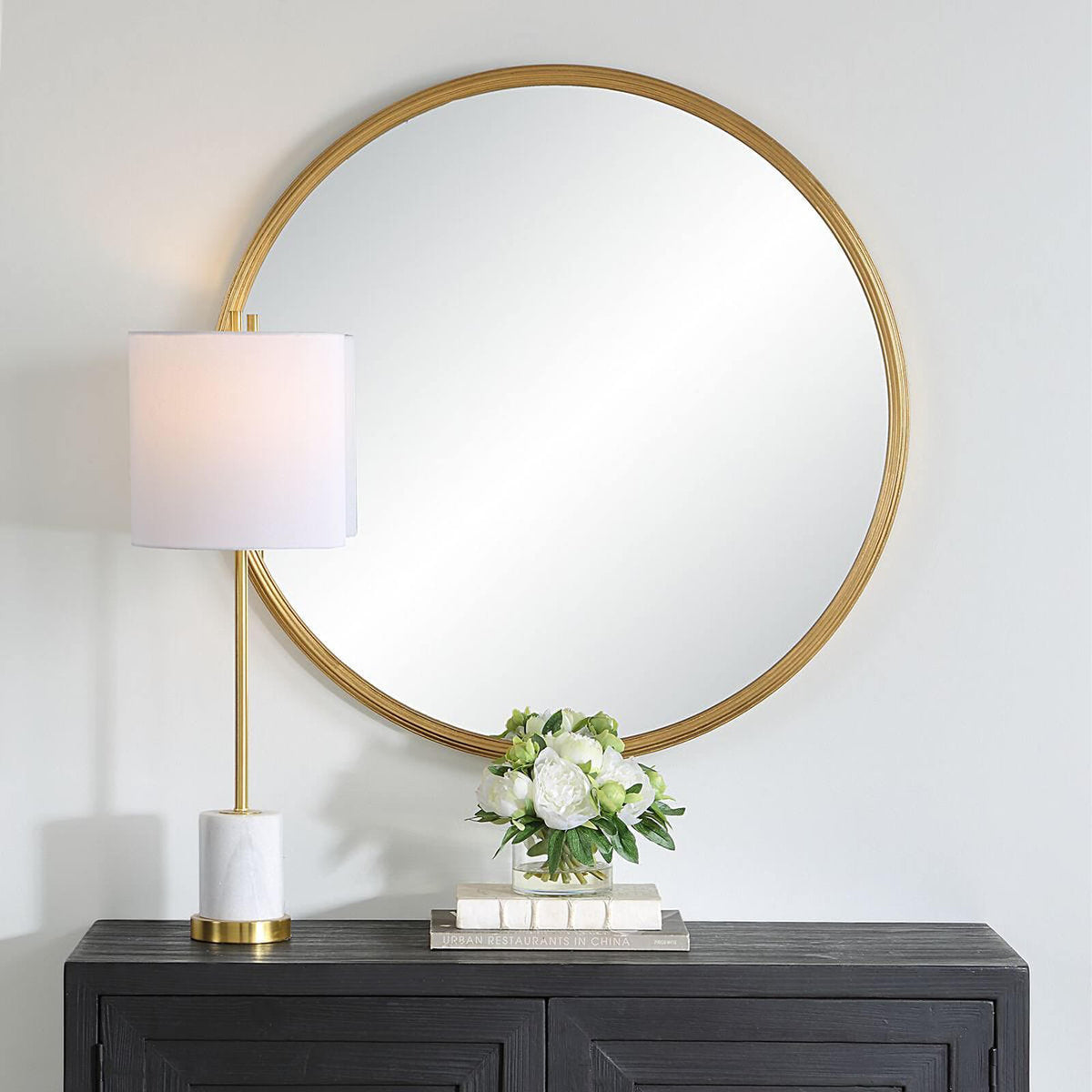 Textured Round Mirror – Gold