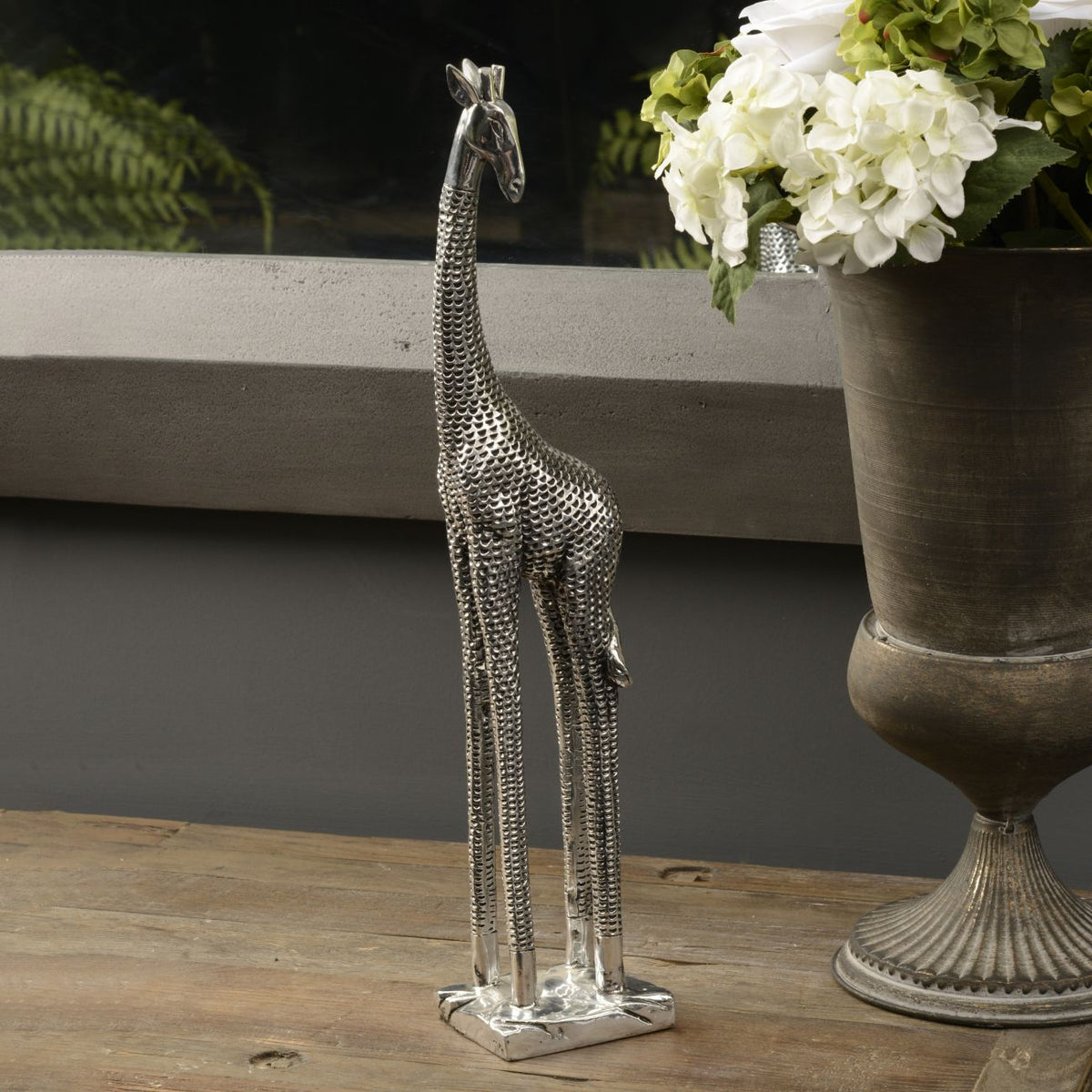 Silver Giraffe Sculpture, Small — alternative angle