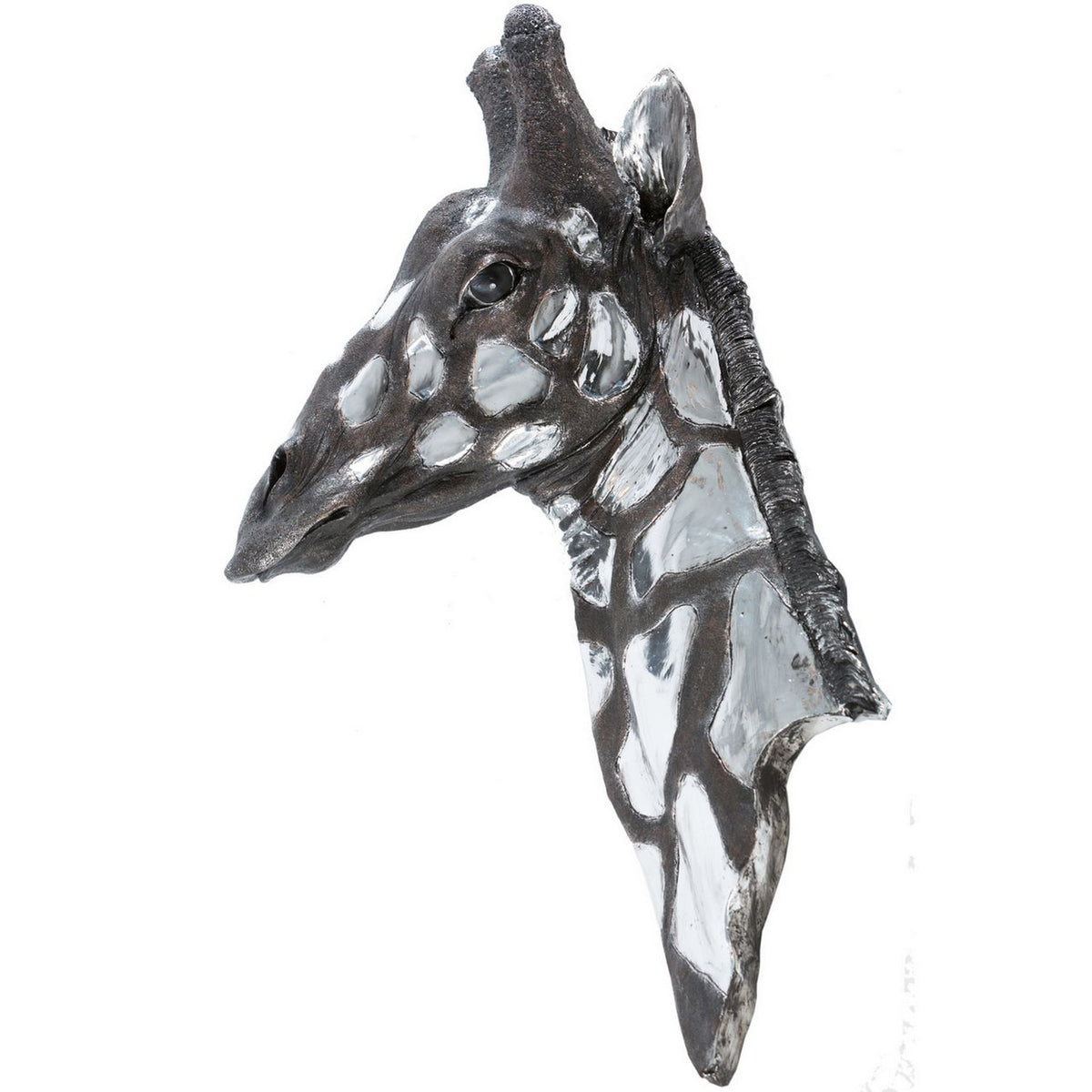 Dappled Silver Giraffe Head Wall Plaque — product image on a white background