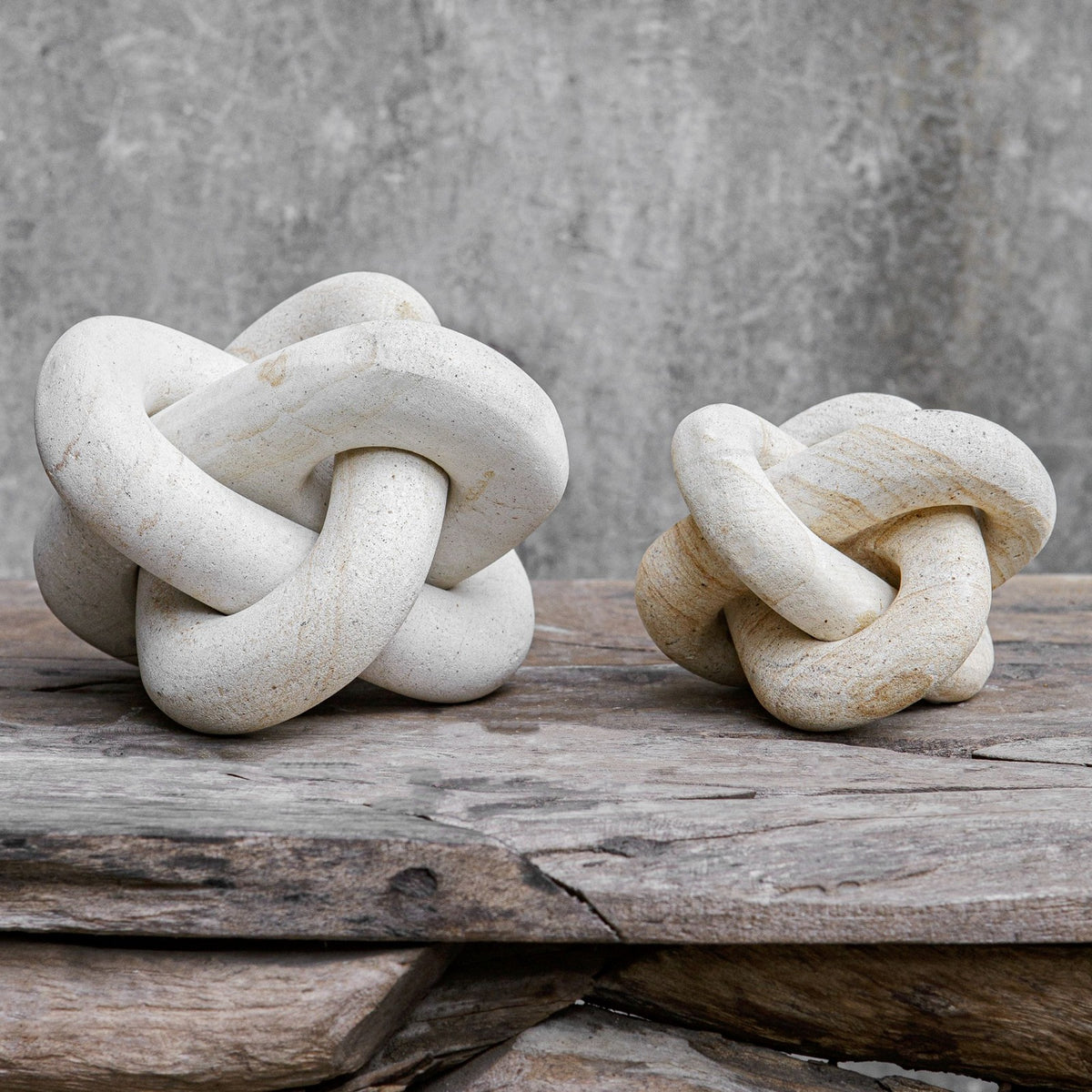 Limestone Link Indoor-Outdoor Sculptures, Set of 2