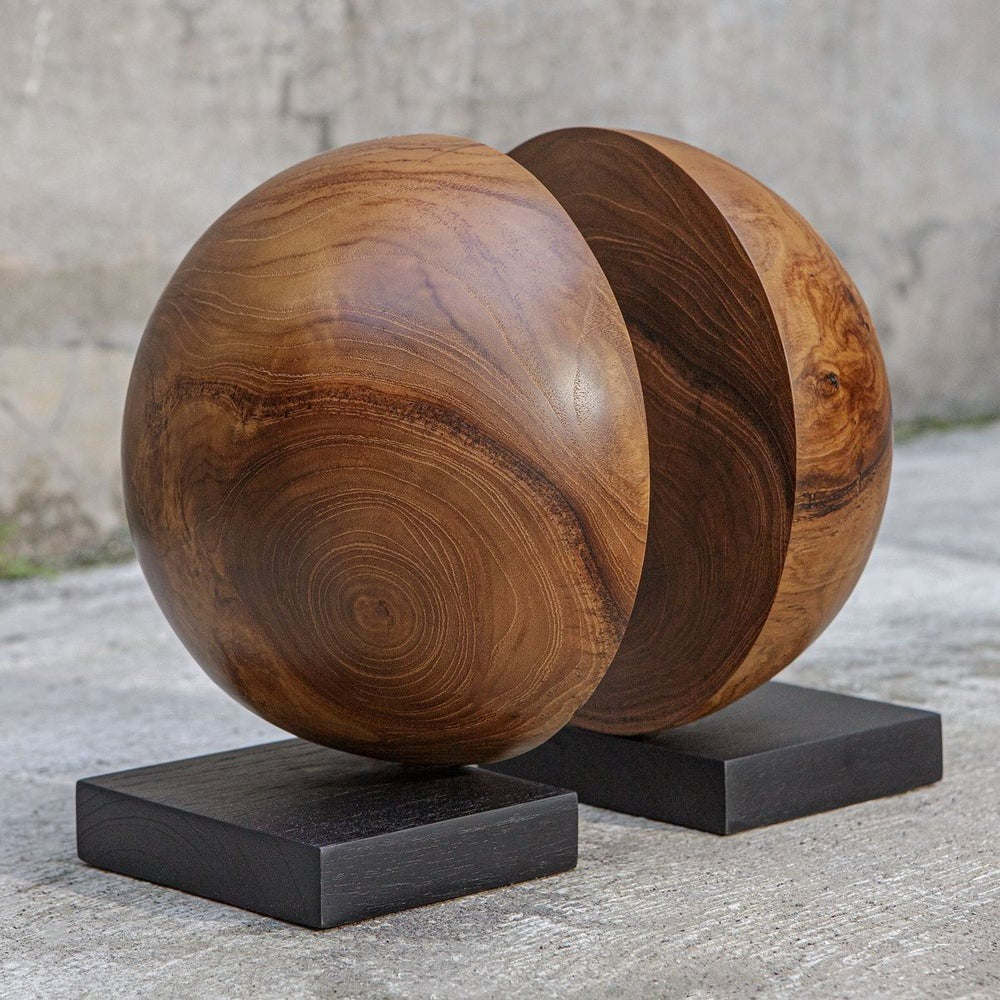 Teak and Noir Bookends – Set of 2