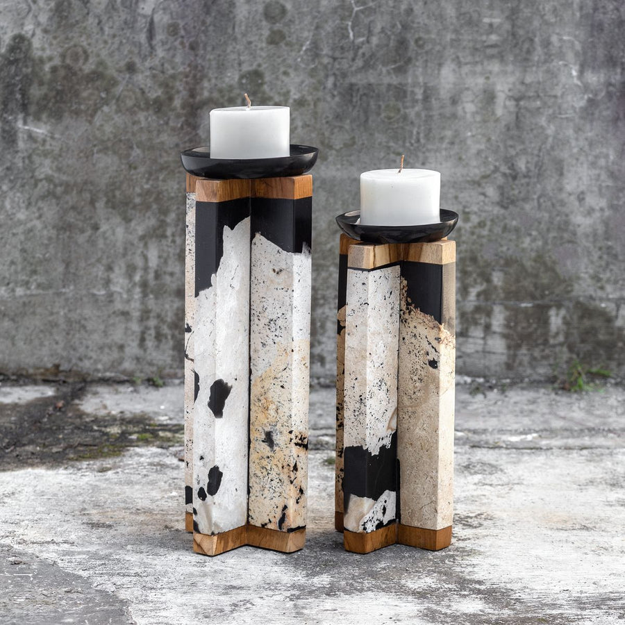 Illini Stone Candleholders – Set of 2