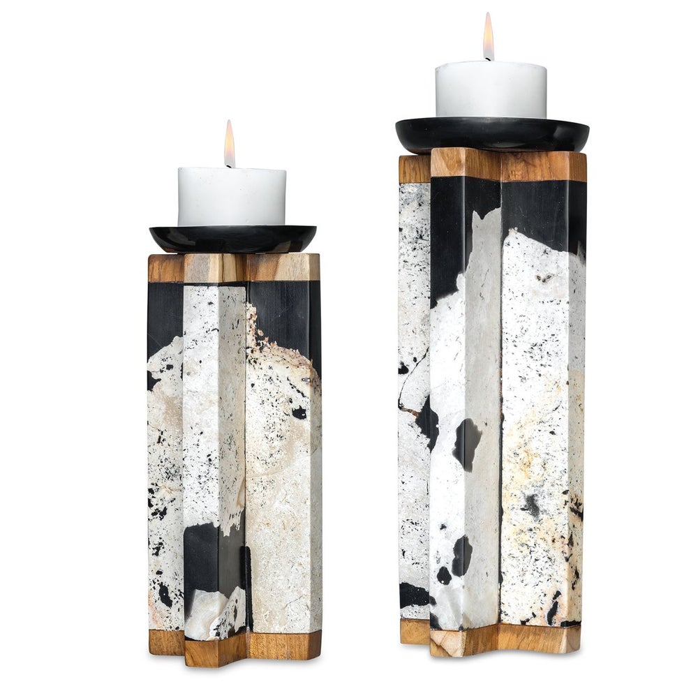 Illini Stone Candleholders – Set of 2
