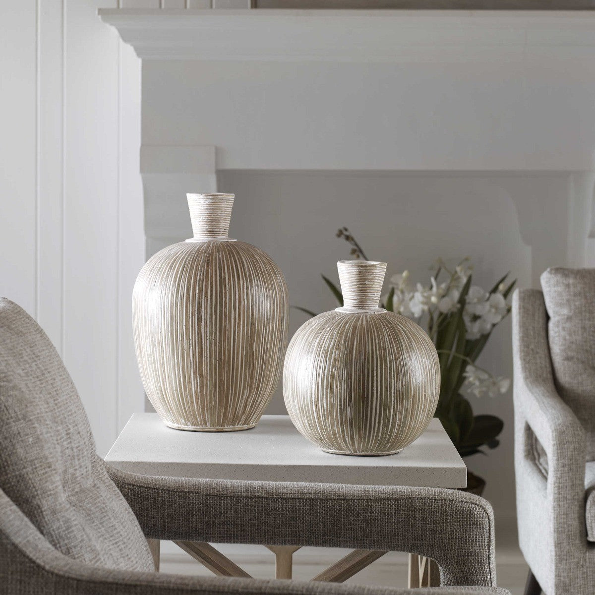 Islander White Washed Vases – Set of 2
