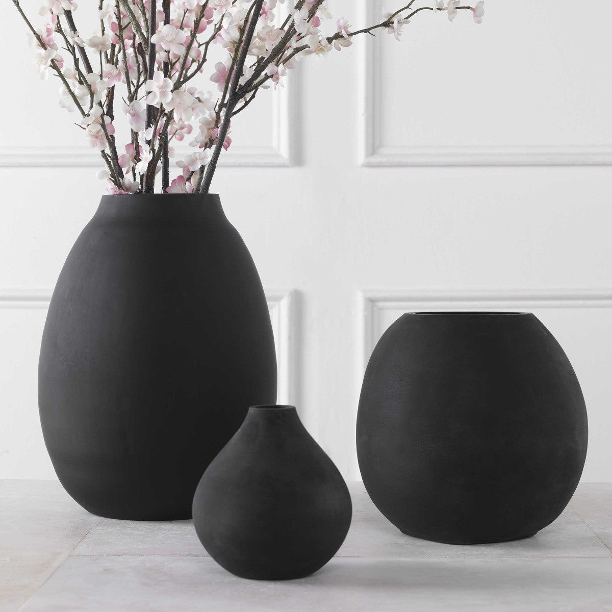 Hearth Matte Black Vases – Set of 3