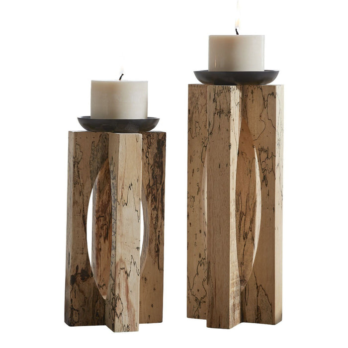 Ilva Wood Candleholders – Set of 2