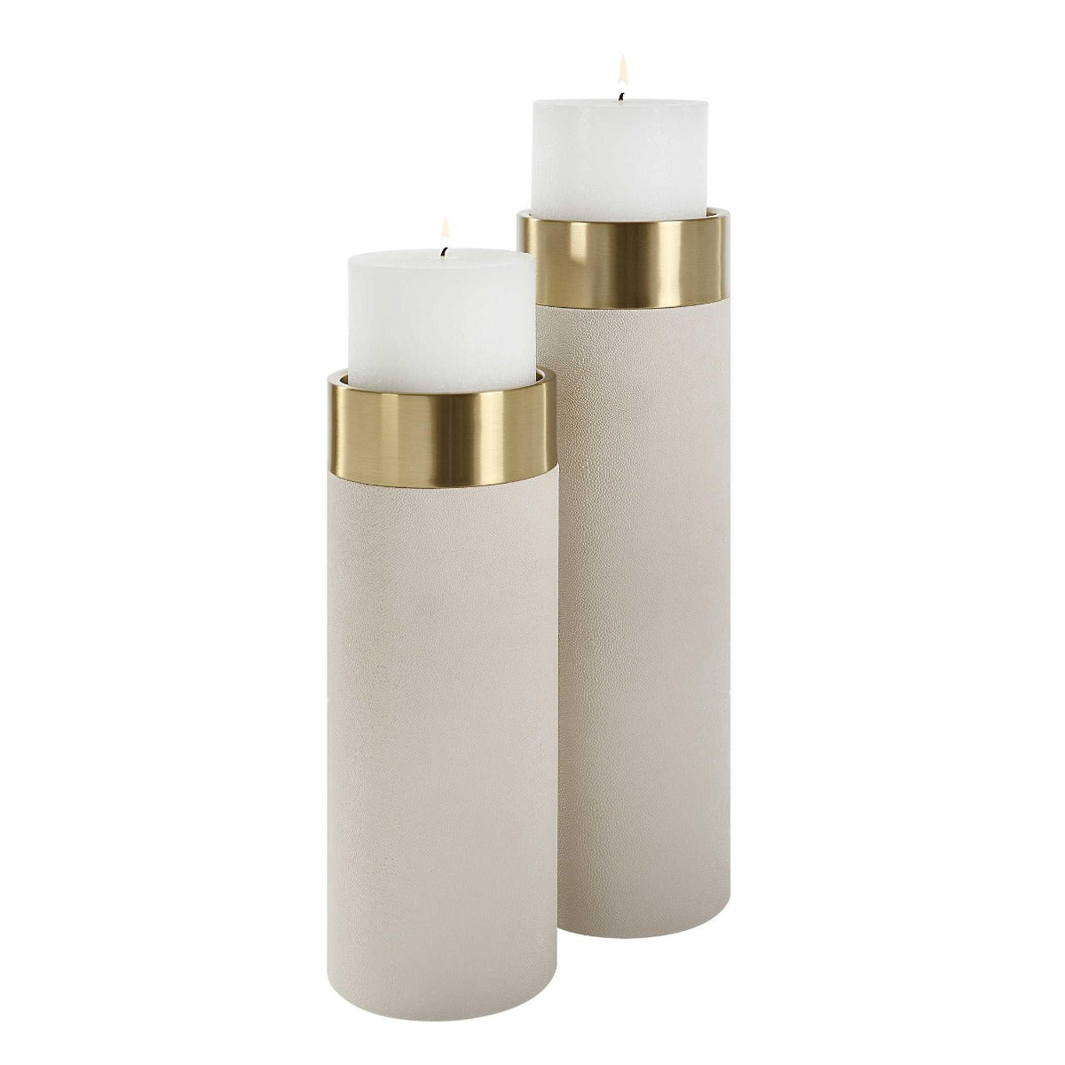 Wessex White Pillar Candleholders – Set of 2