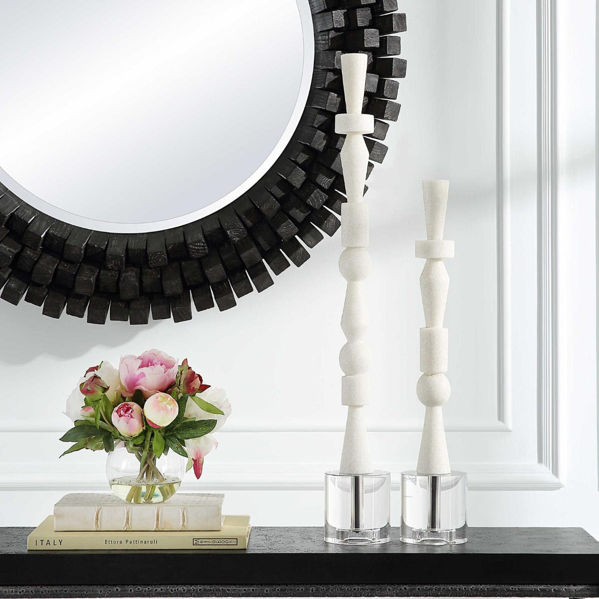 Norte White Stone Sculptures – Set of 2