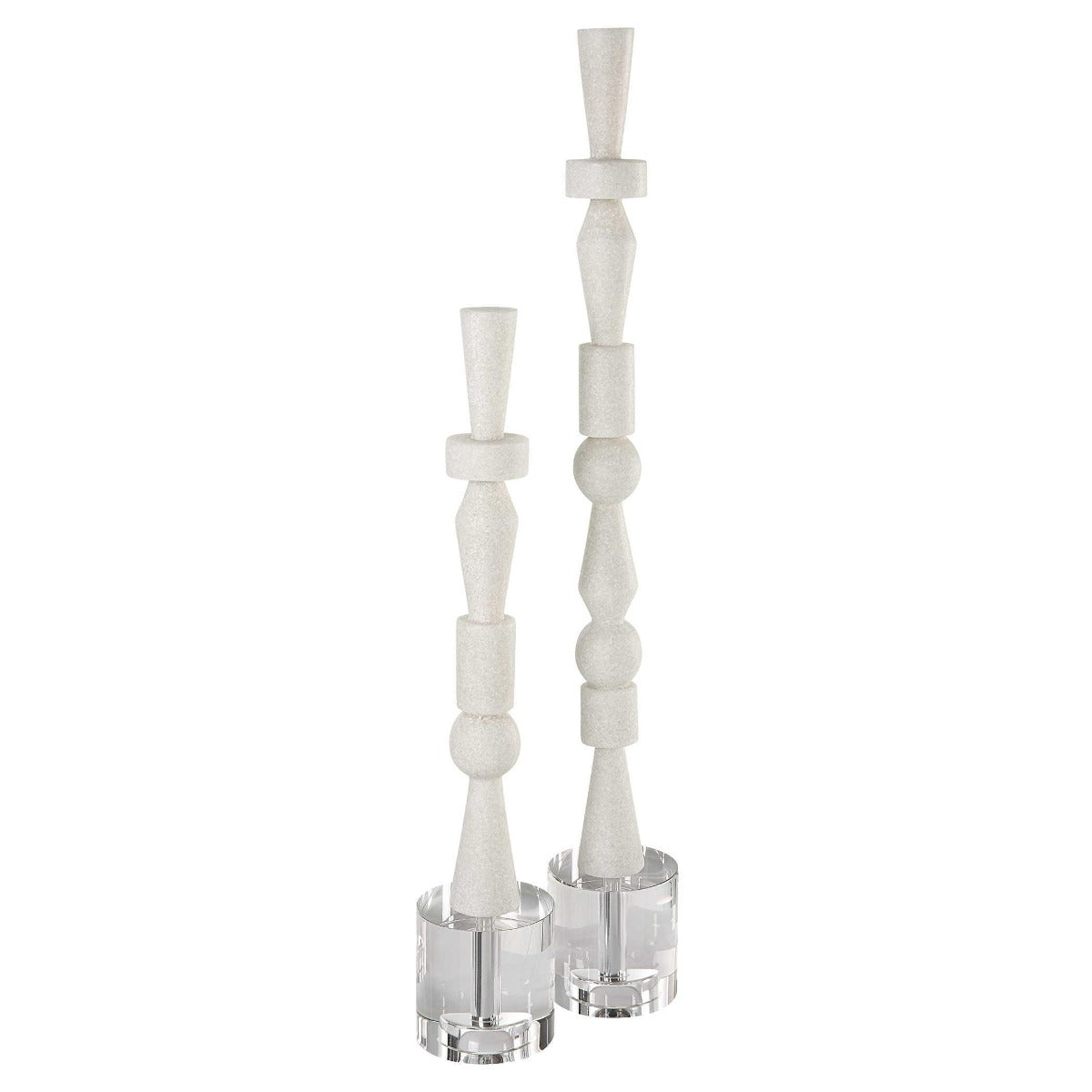 Norte White Stone Sculptures – Set of 2