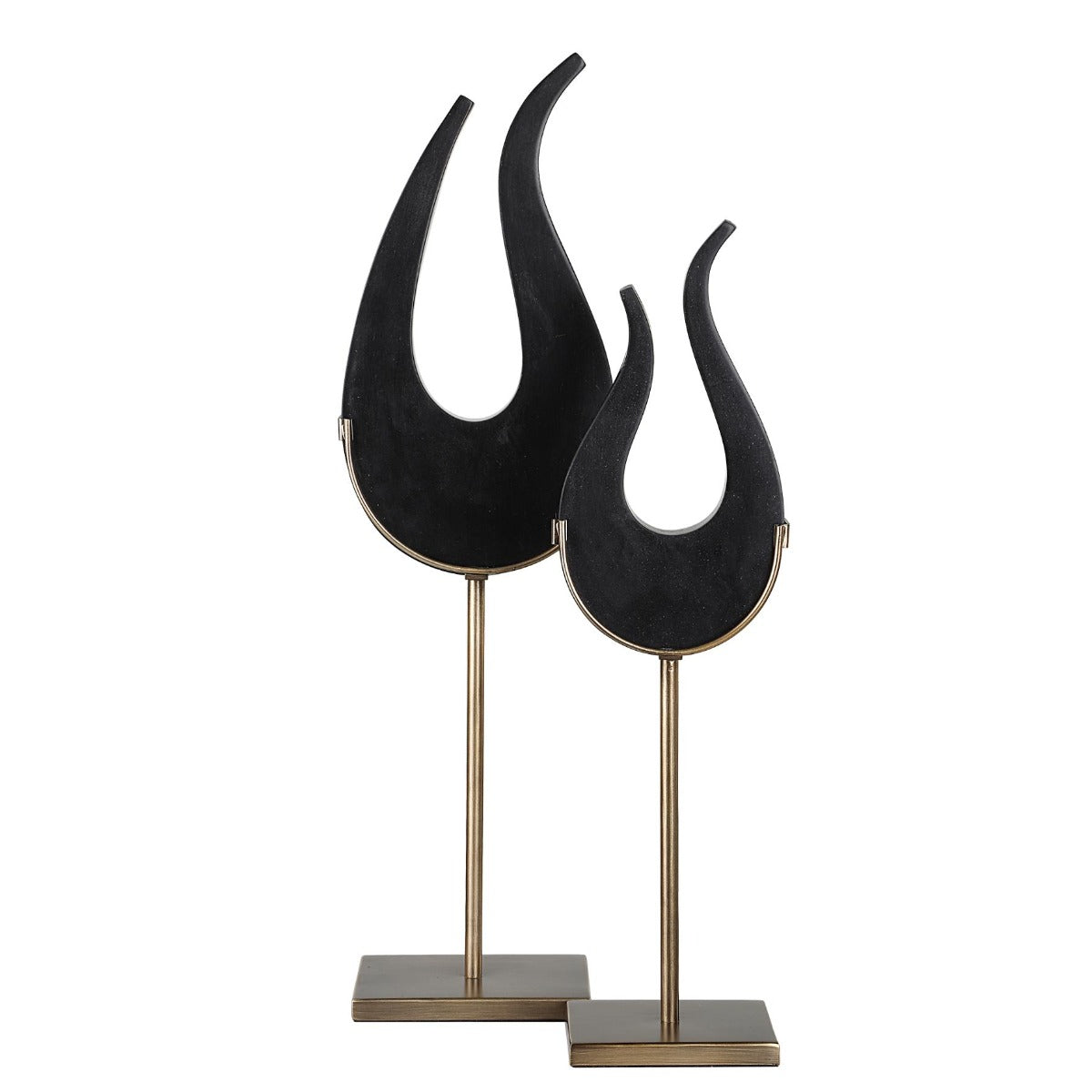 Abstract Flame Sculptures – Black, Set of 2