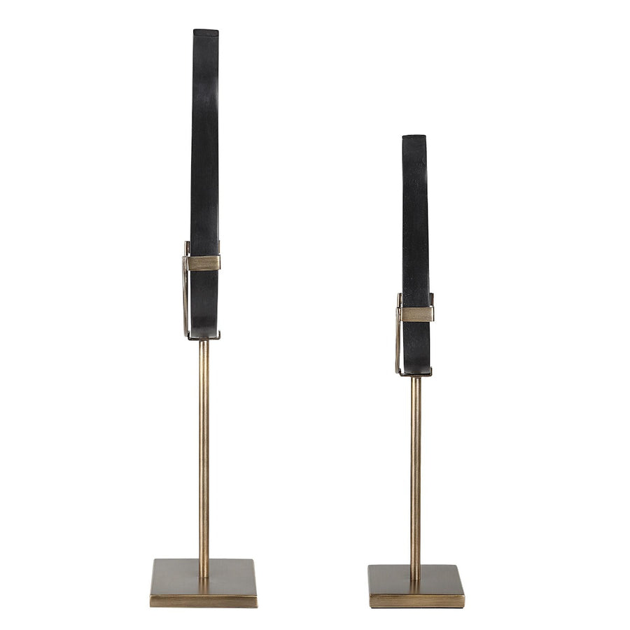 Abstract Flame Sculptures – Black, Set of 2