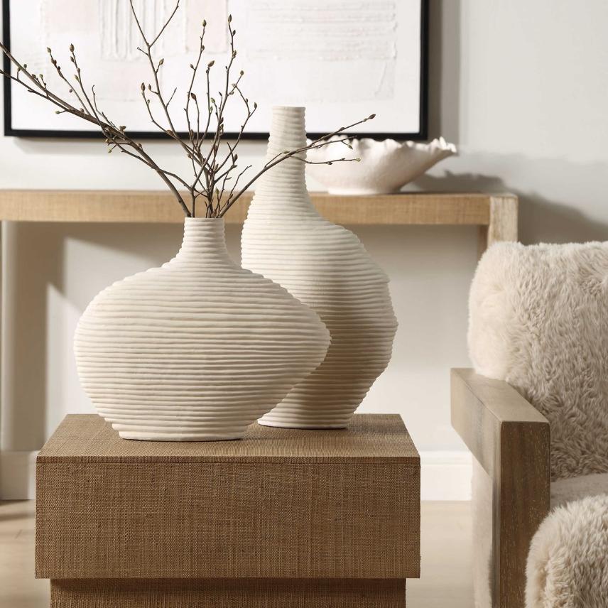 Duostacked Matte White Vases – Set of 2