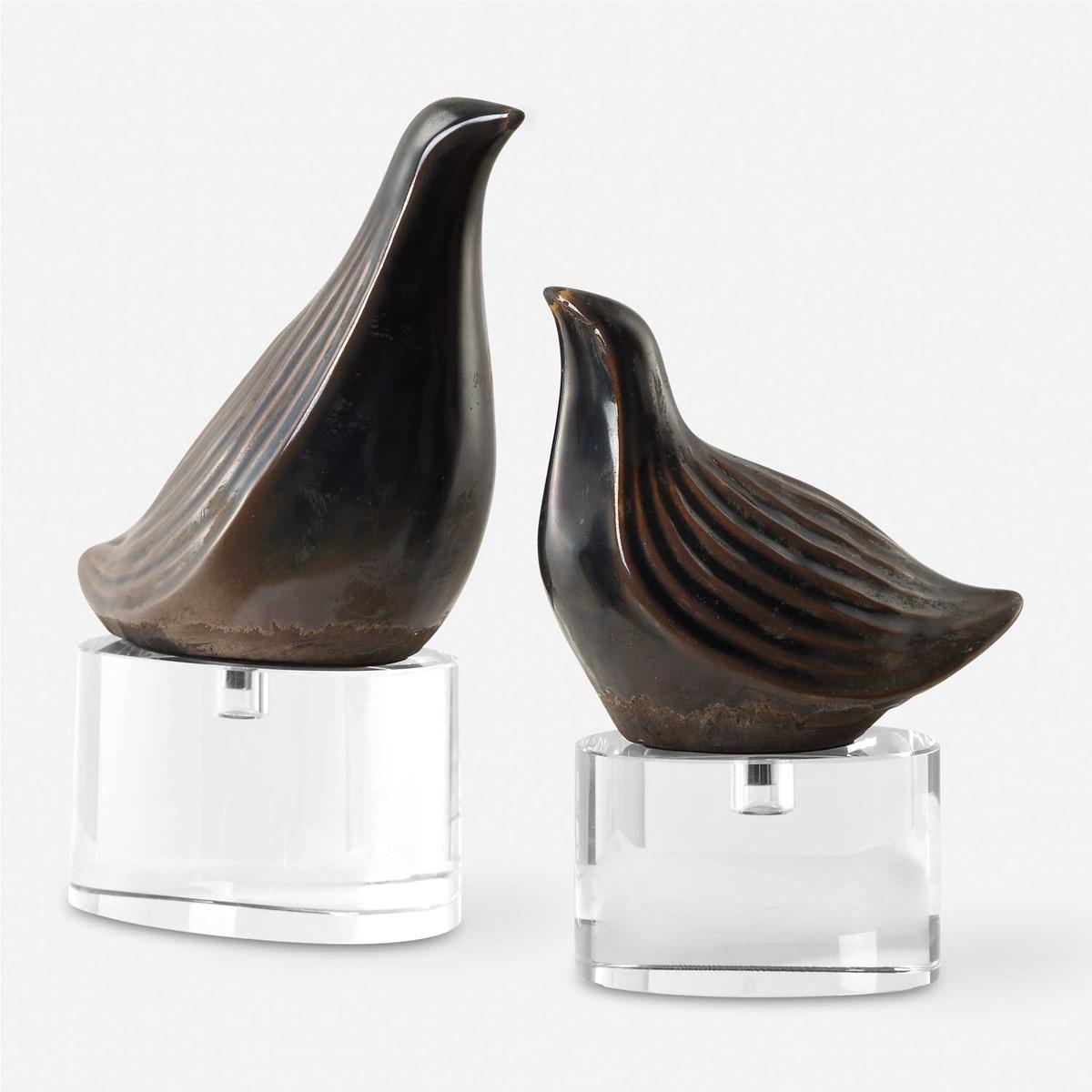 Nesting Bird Grey Sculptures – Set of 2