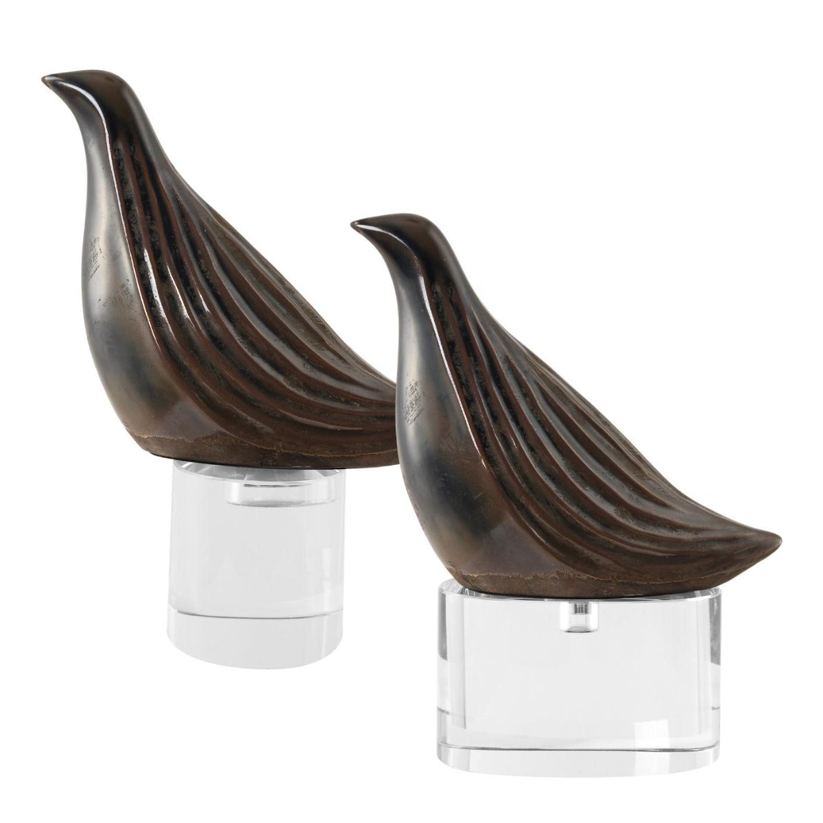 Nesting Bird Grey Sculptures – Set of 2