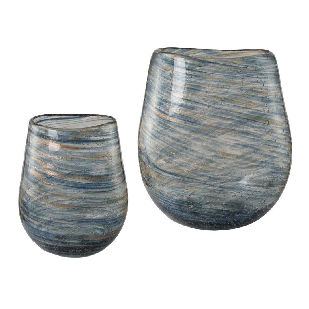 Aurora Swirl Glass Vases – Set of 2