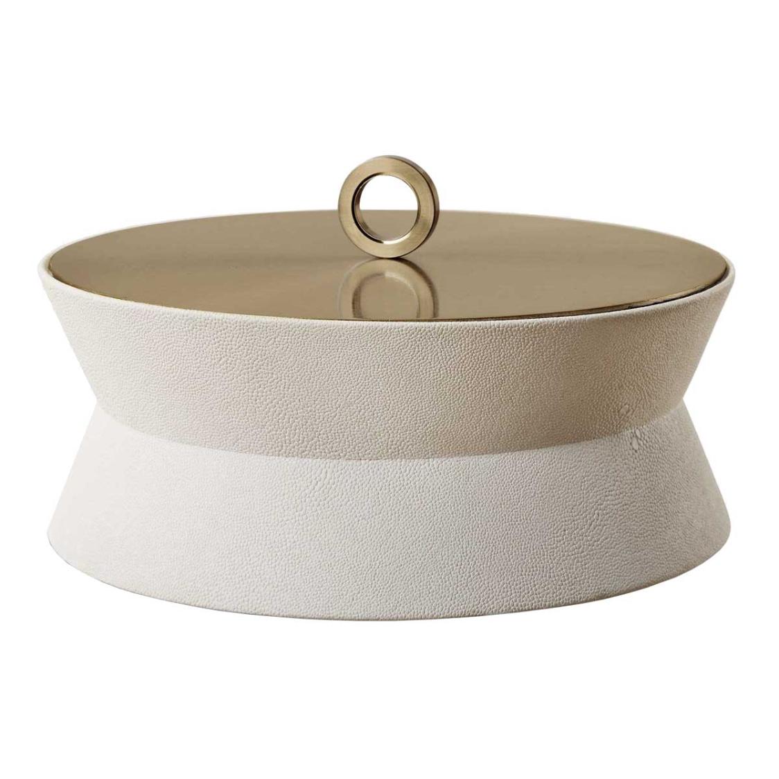 Luxe White Shagreen Round Box