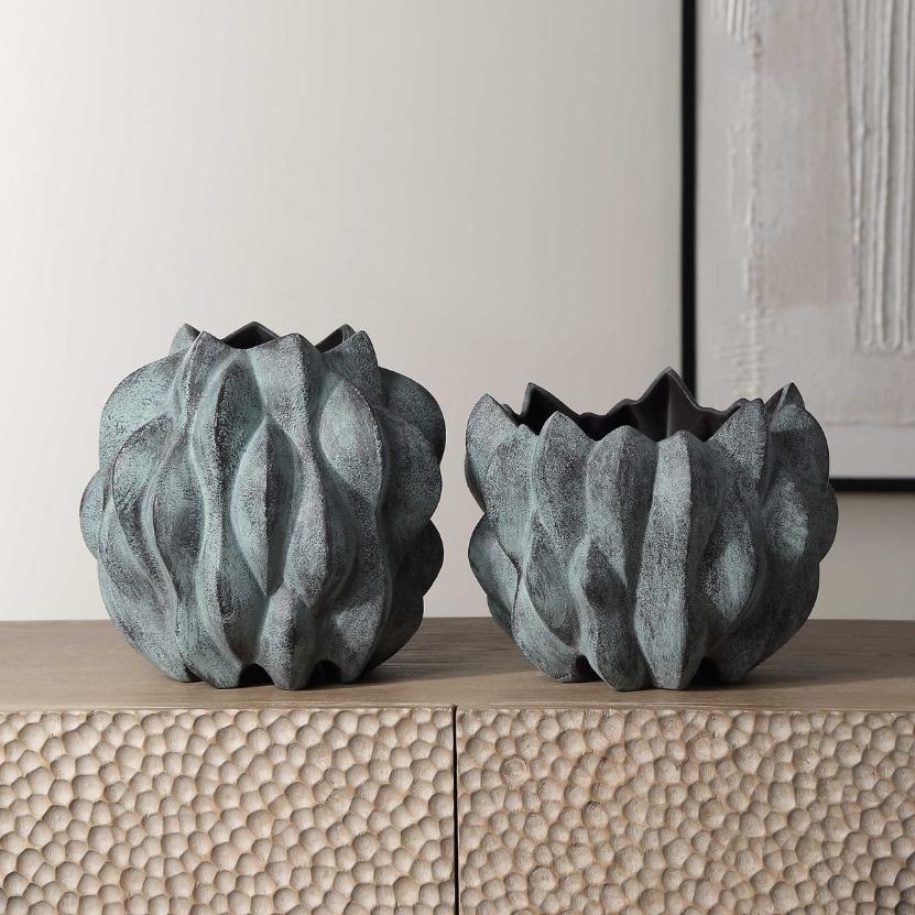 Verdant Bronze Vases – Set of 2