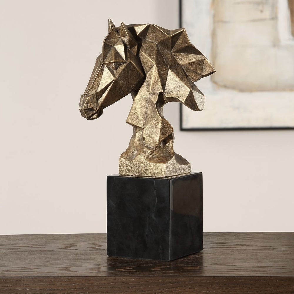 Chiseled Horse Bust Sculpture