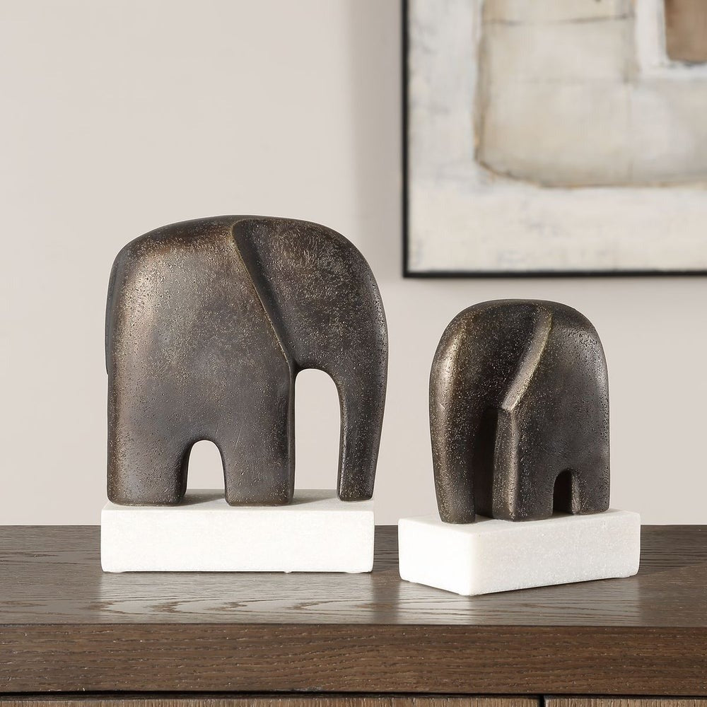Timeless Tusk Elephant Sculptures – Bronze, Set of 2