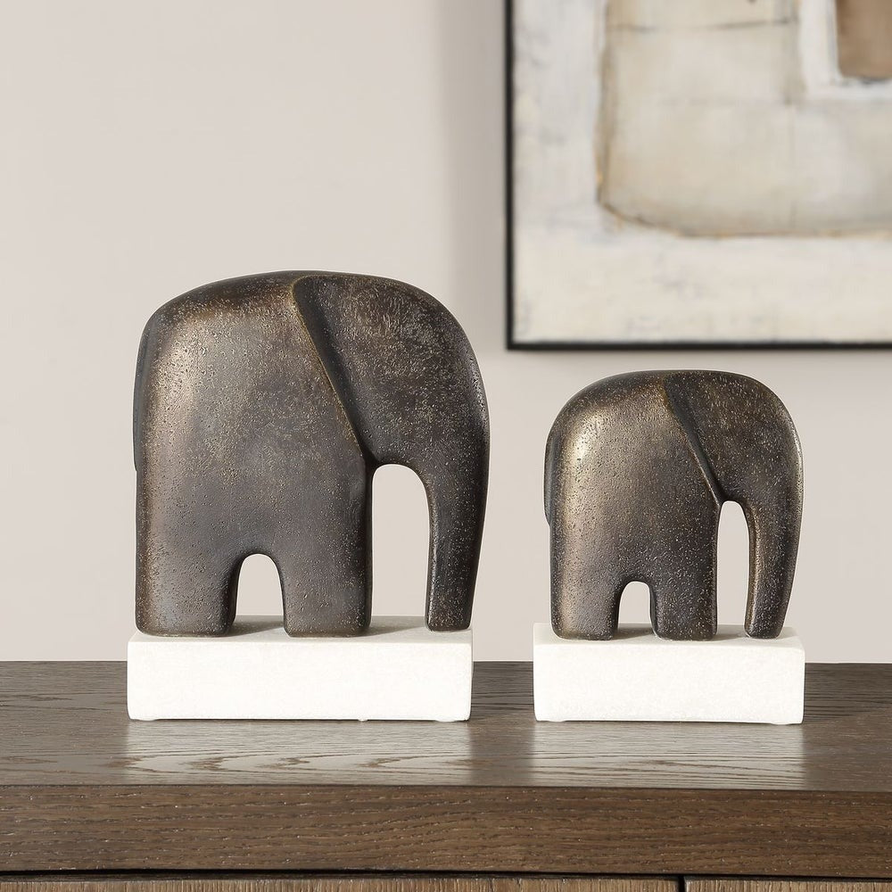 Timeless Tusk Elephant Sculptures – Bronze, Set of 2