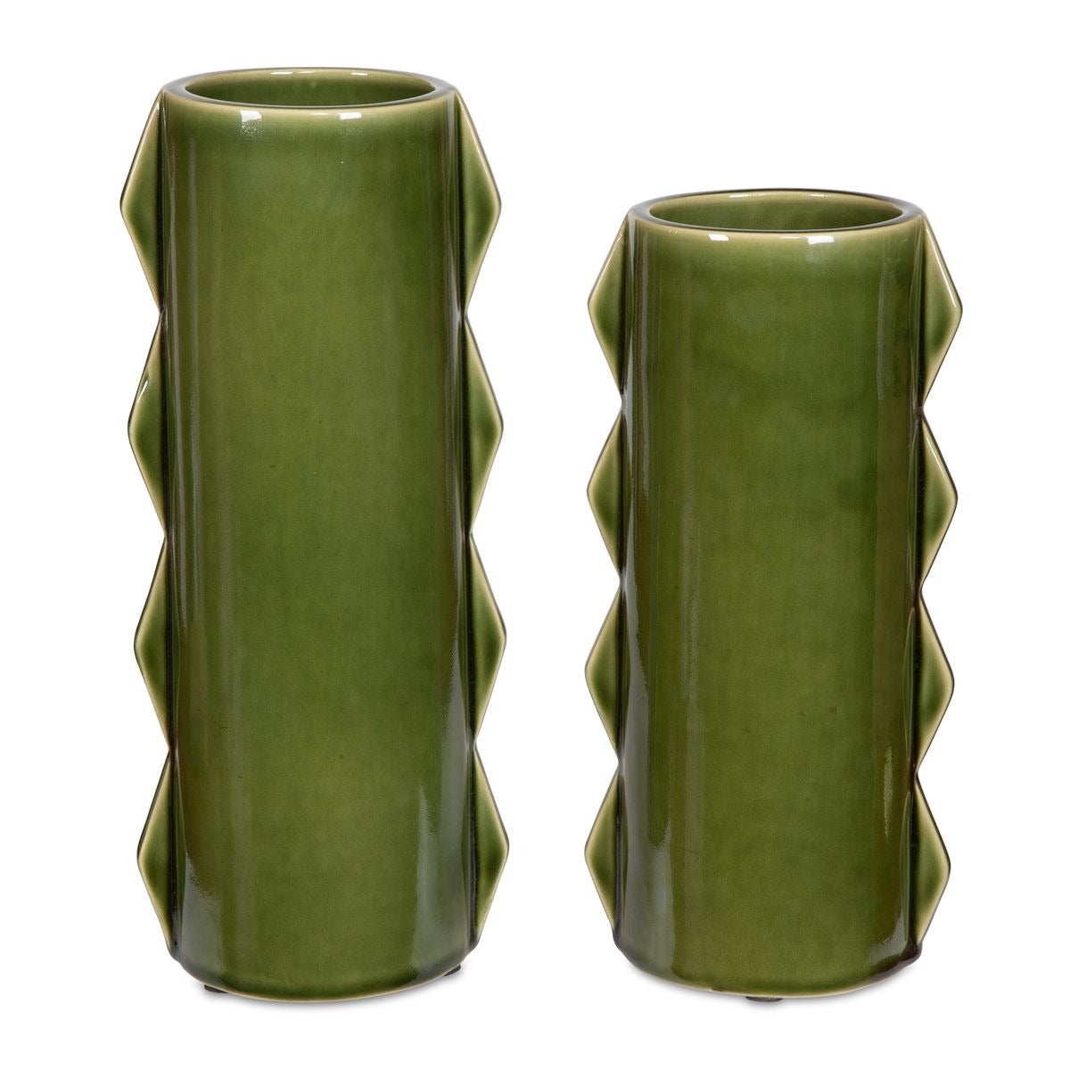 Meander Green Vases – Set of 2