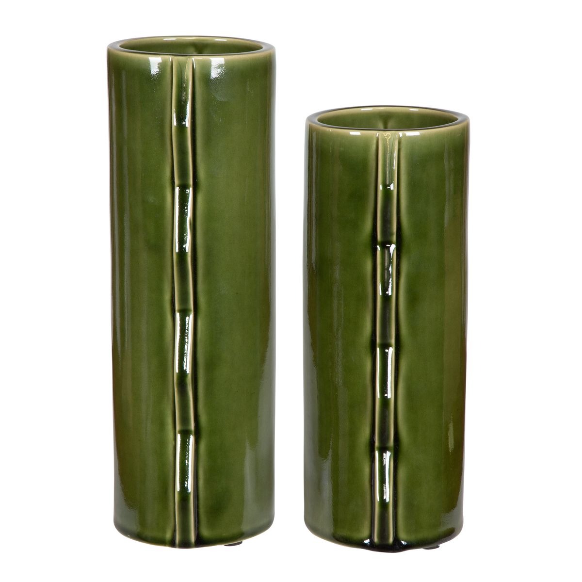 Meander Green Vases – Set of 2