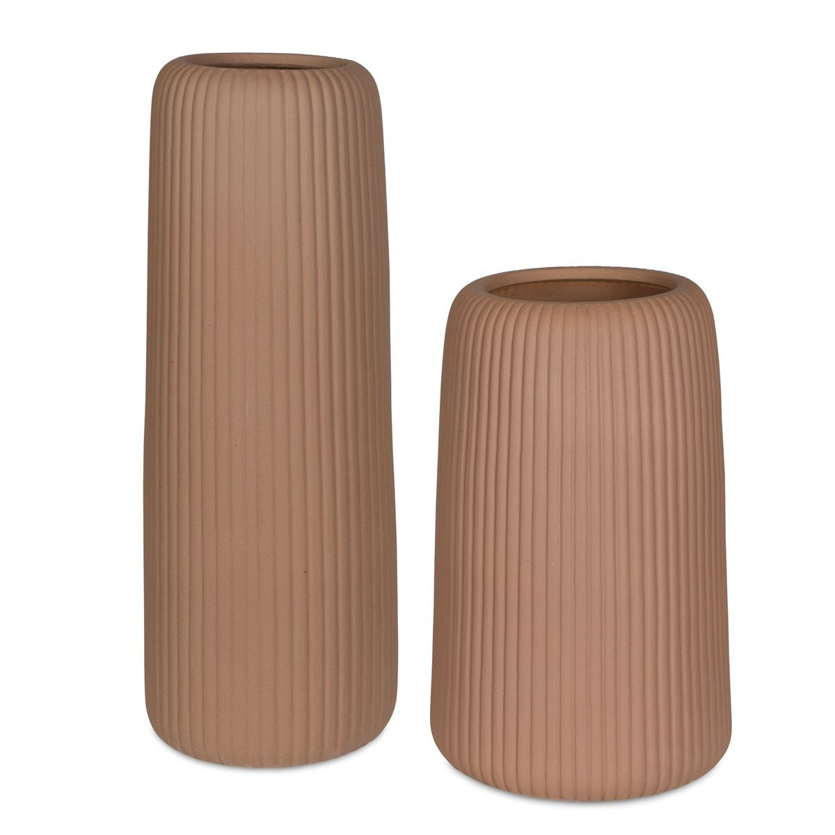 Ridge Indoor-Outdoor Light Brown Vases – Set of 2