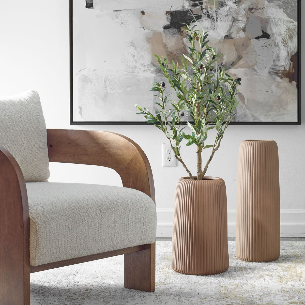 Ridge Indoor-Outdoor Light Brown Vases – Set of 2
