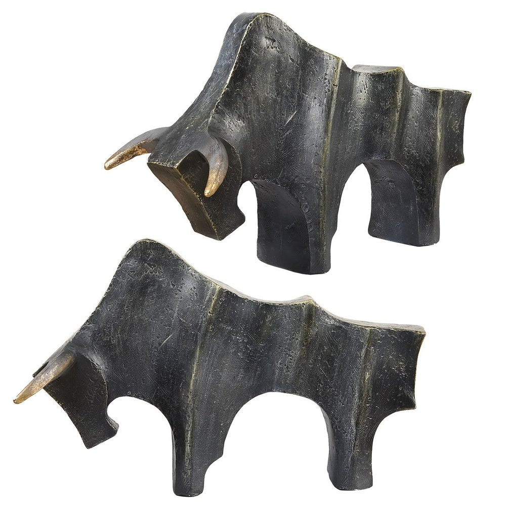 Regal Bull Sculptures – Set of 2