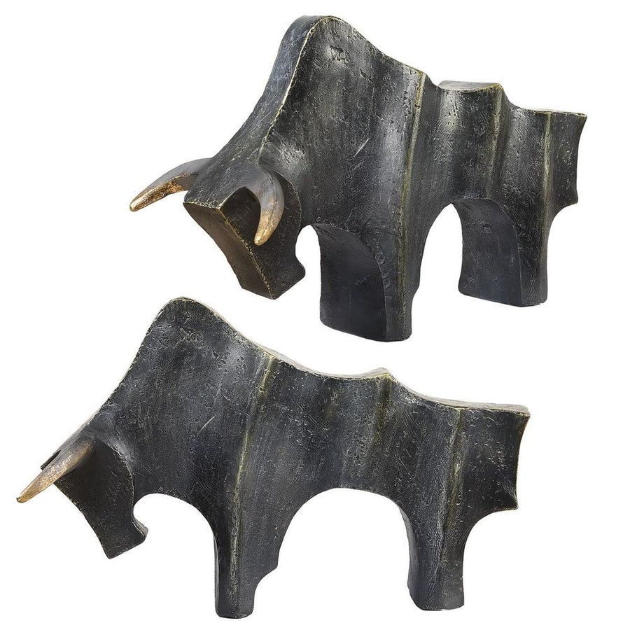 Regal Bull Sculptures – Set of 2