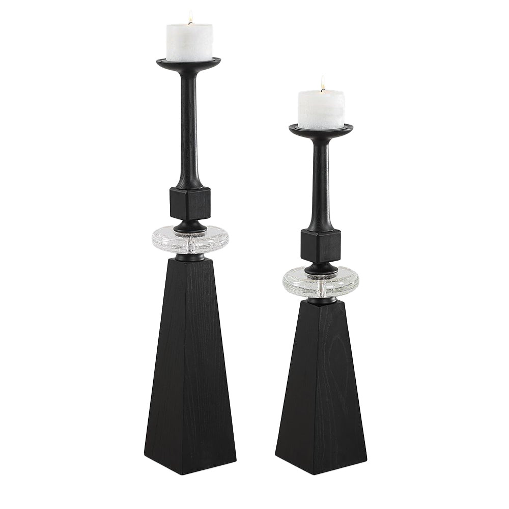 Ebon Glow Candleholders – Set of 2