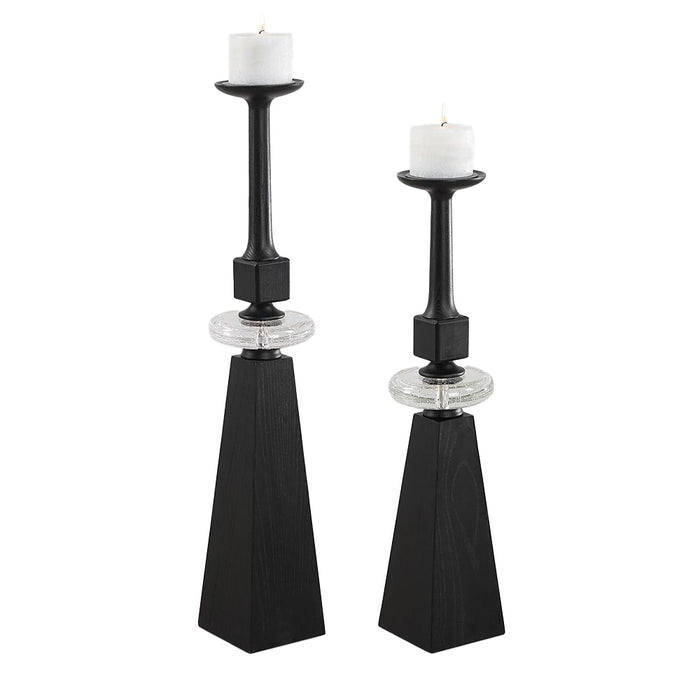 Ebon Glow Candleholders – Set of 2