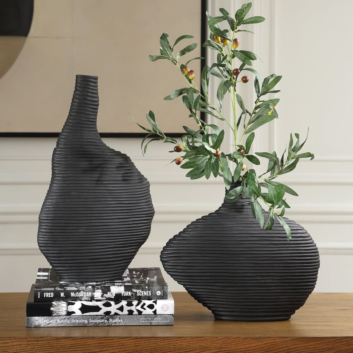 Duostacked Black Vases – Set of 2
