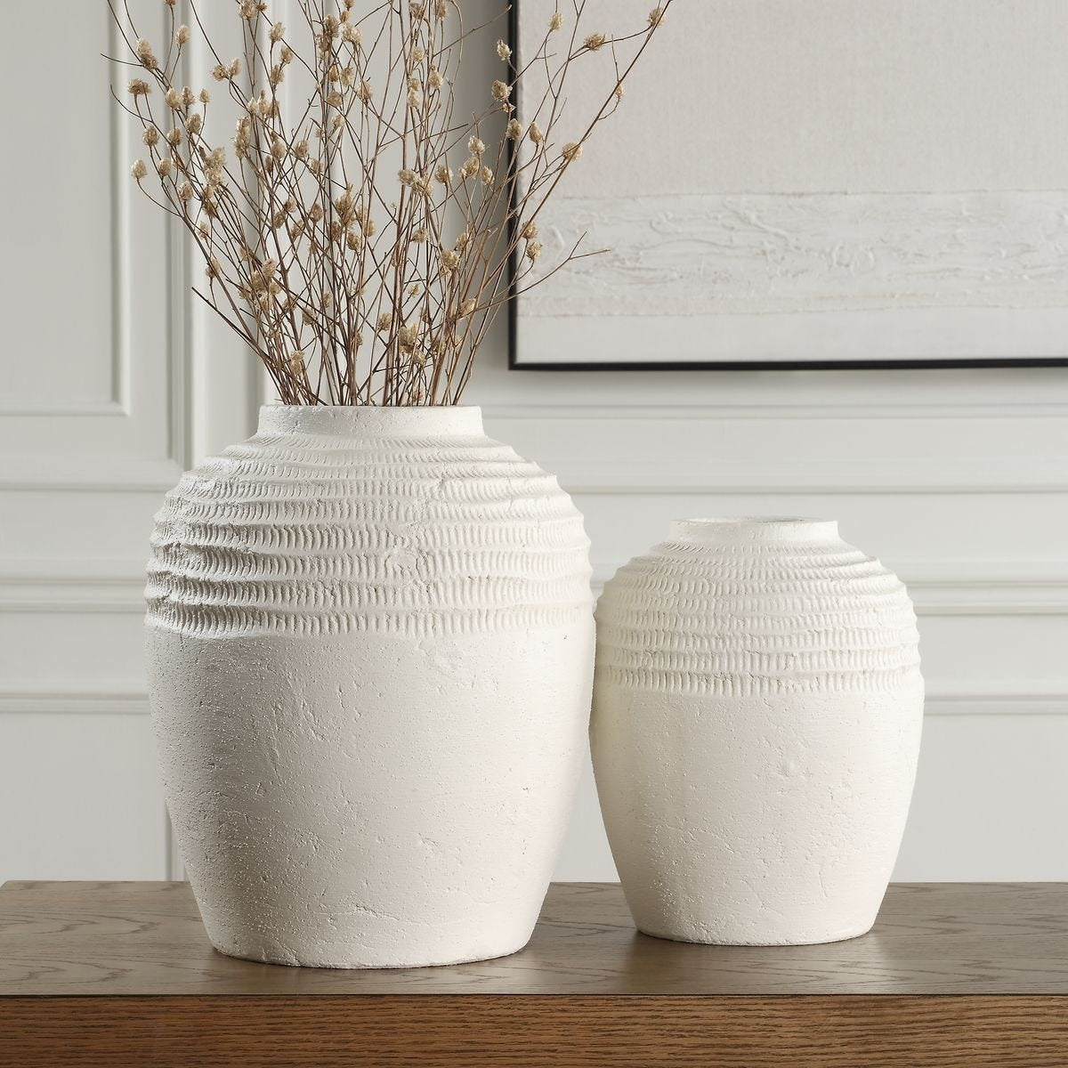 Luna Ridge White Ceramic Vases, Set of 2