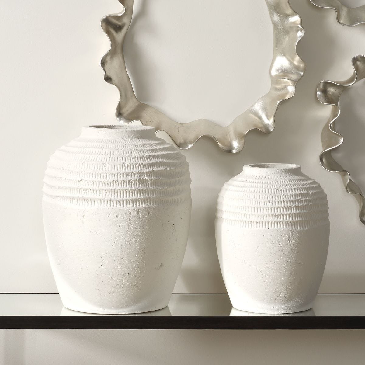 Luna Ridge White Ceramic Vases, Set of 2