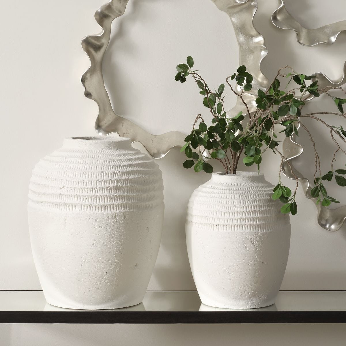 Luna Ridge White Ceramic Vases, Set of 2
