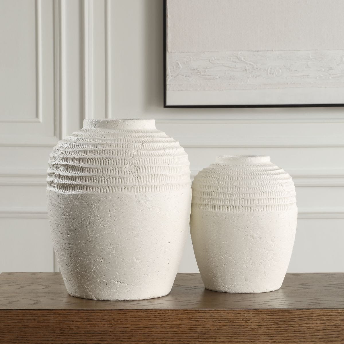 Luna Ridge White Ceramic Vases, Set of 2