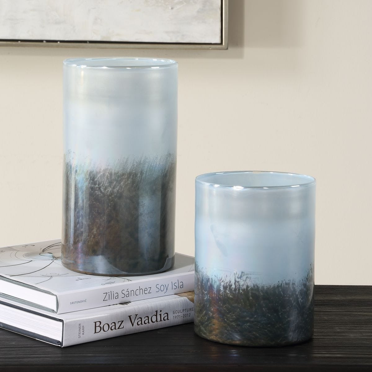 Midnight Mist Cylindrical Vases – Set of 2