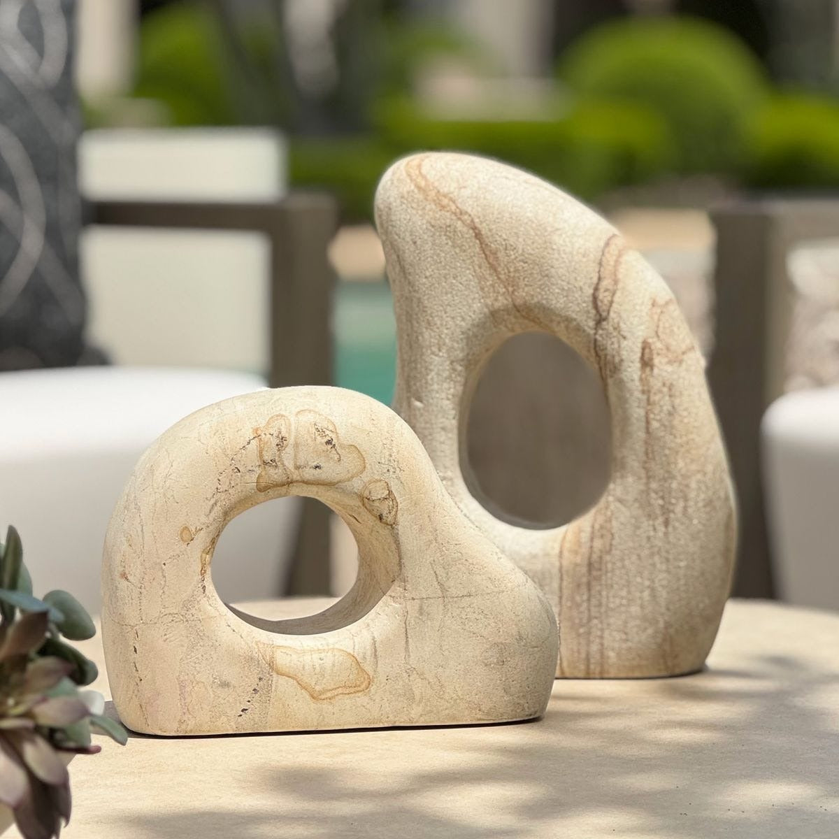 Stone Flow Outdoor Sculptures – Set of 2