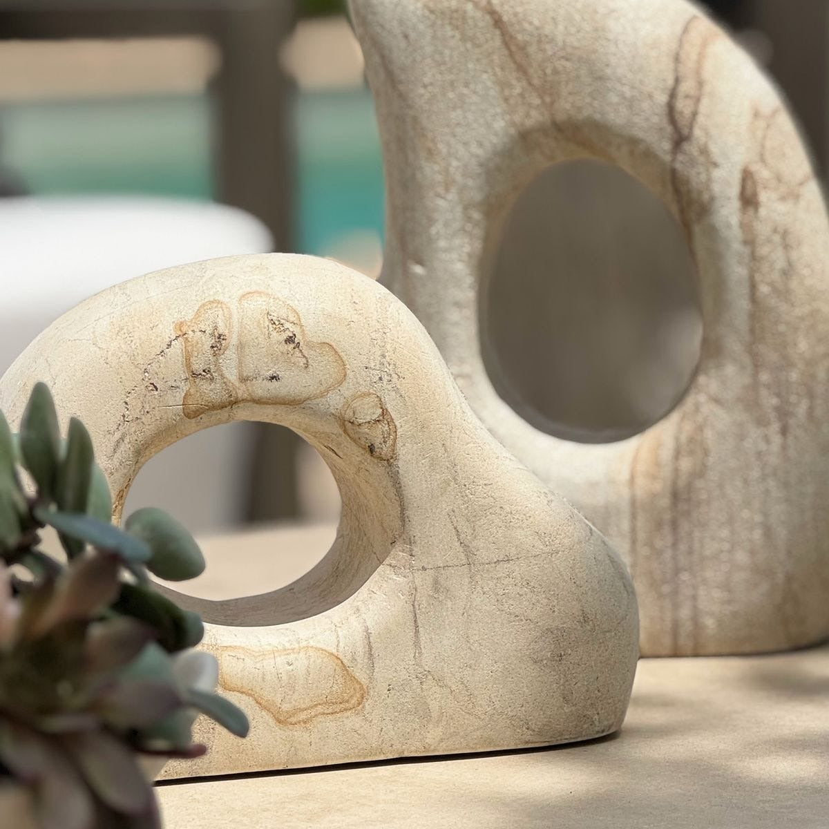 Stone Flow Outdoor Sculptures – Set of 2