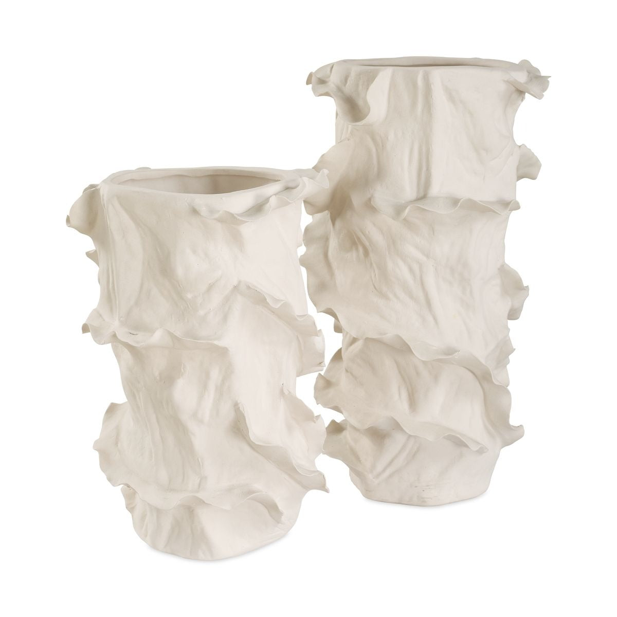 Ripple Crest White Vases – Set of 2