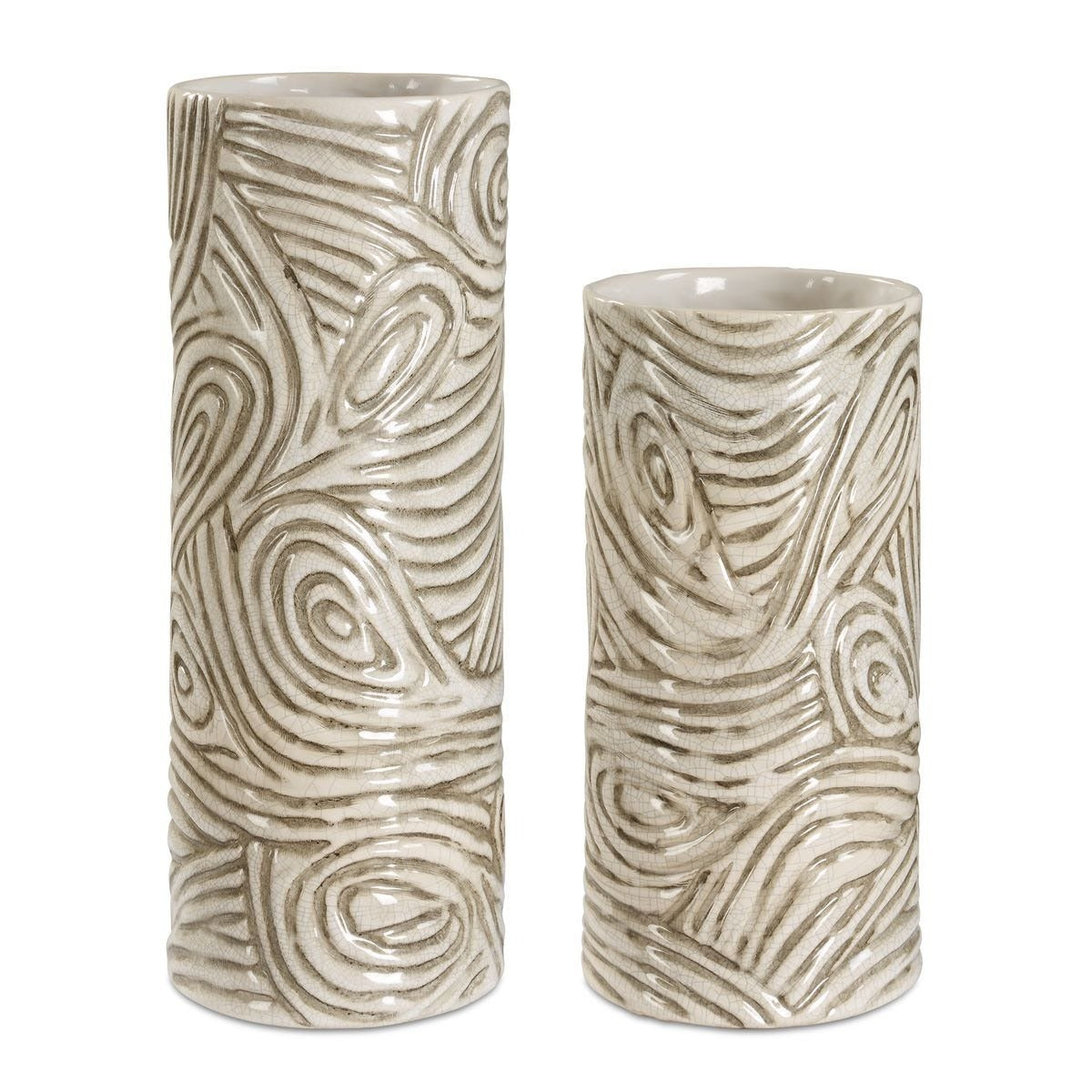 Timber Swirl Earth Tone Vases – Set of 2