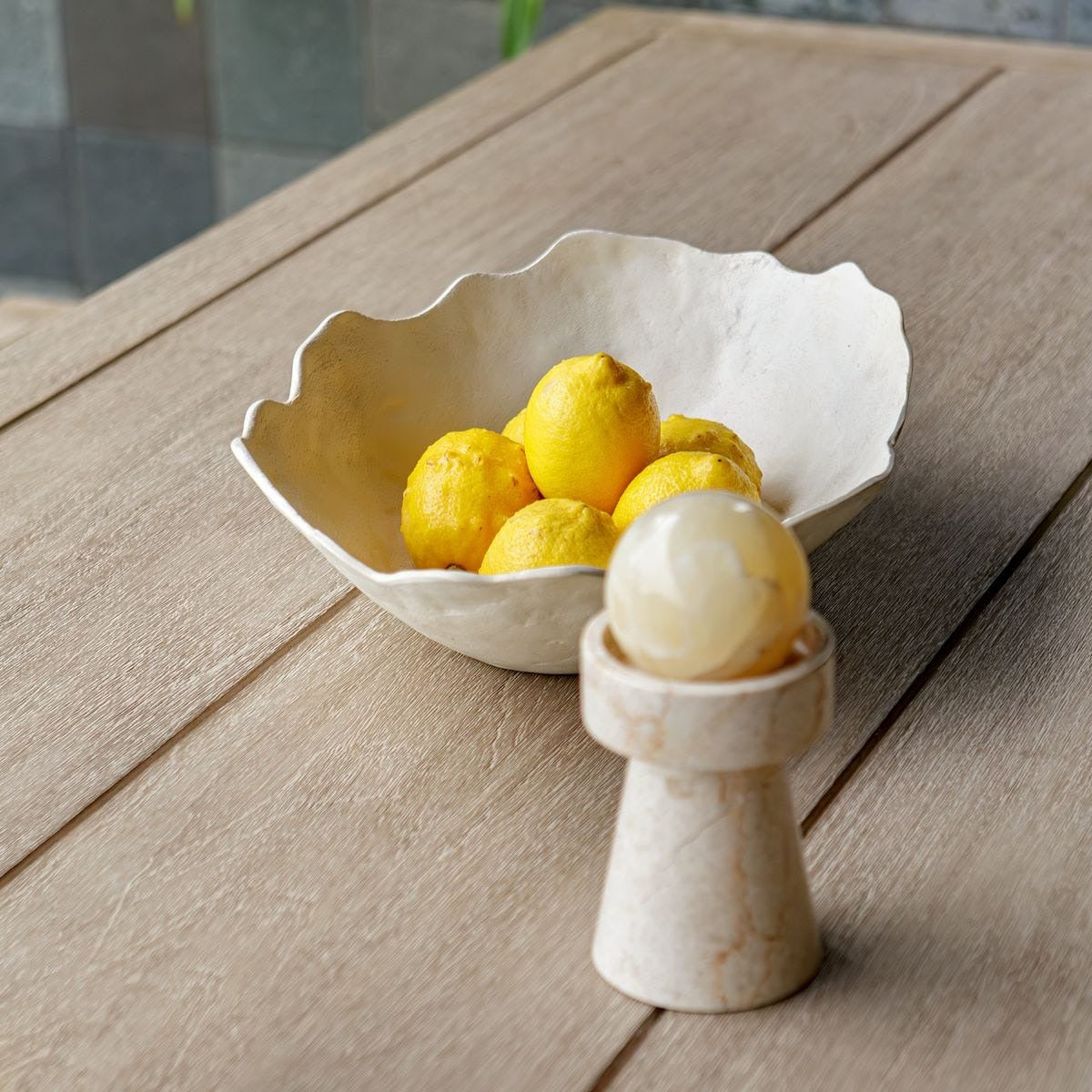 Obscura Warm White Outdoor Bowl