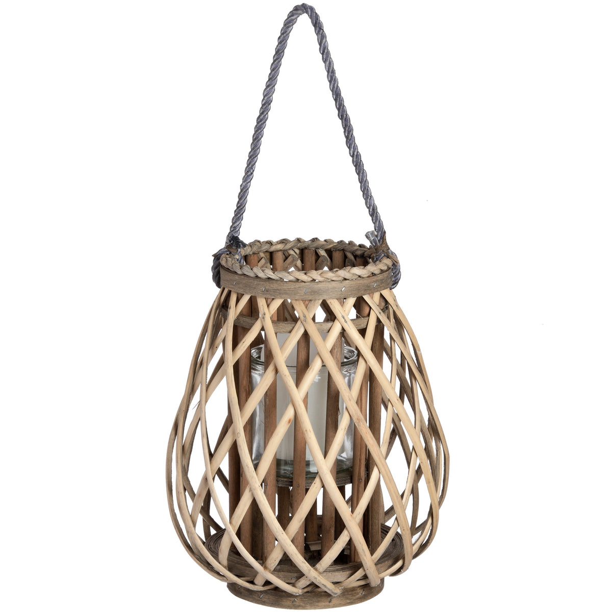 Hill Interiors Small Wicker Bulbous Lantern