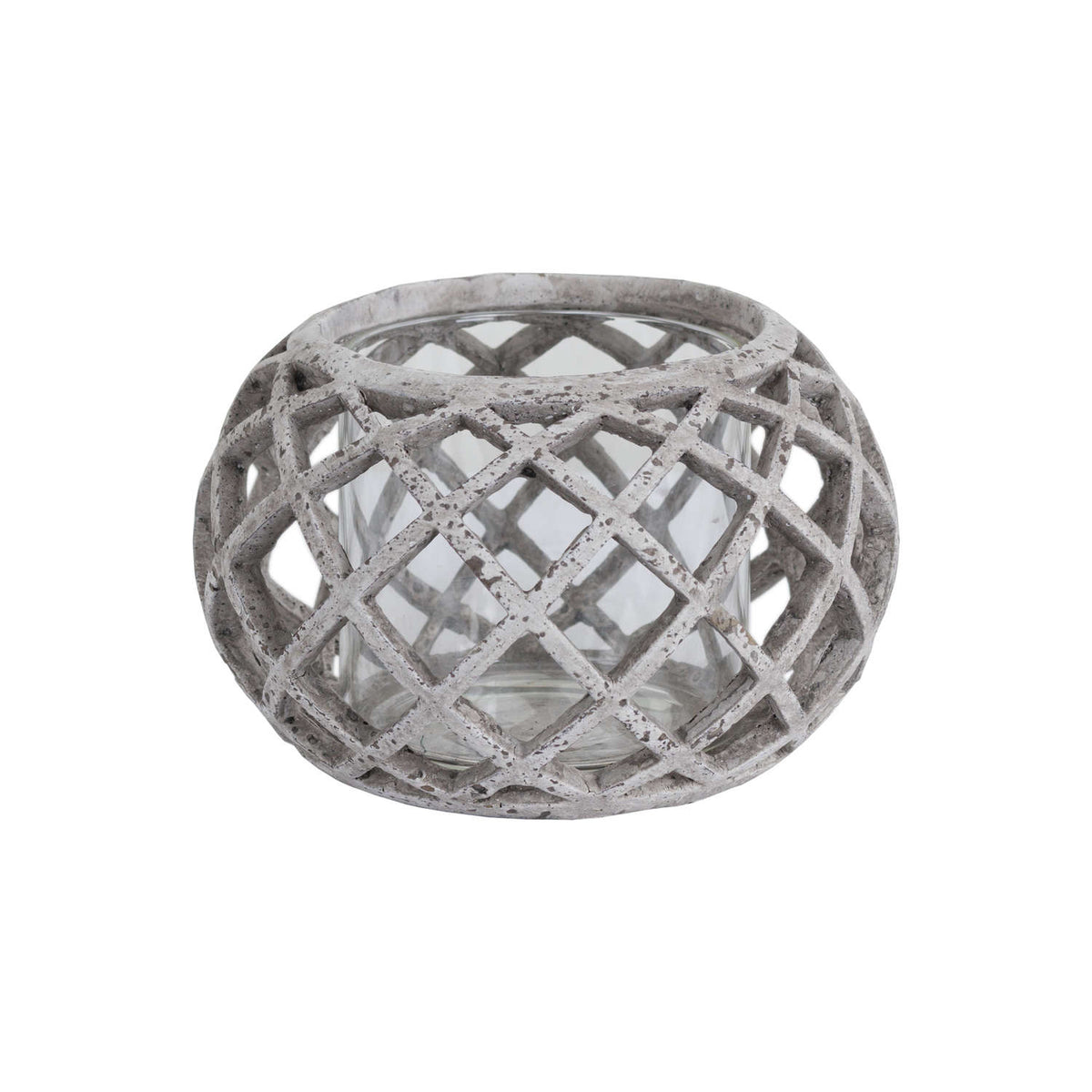 Hill Interiors Round Ceramic Lattice Hurricane Lantern