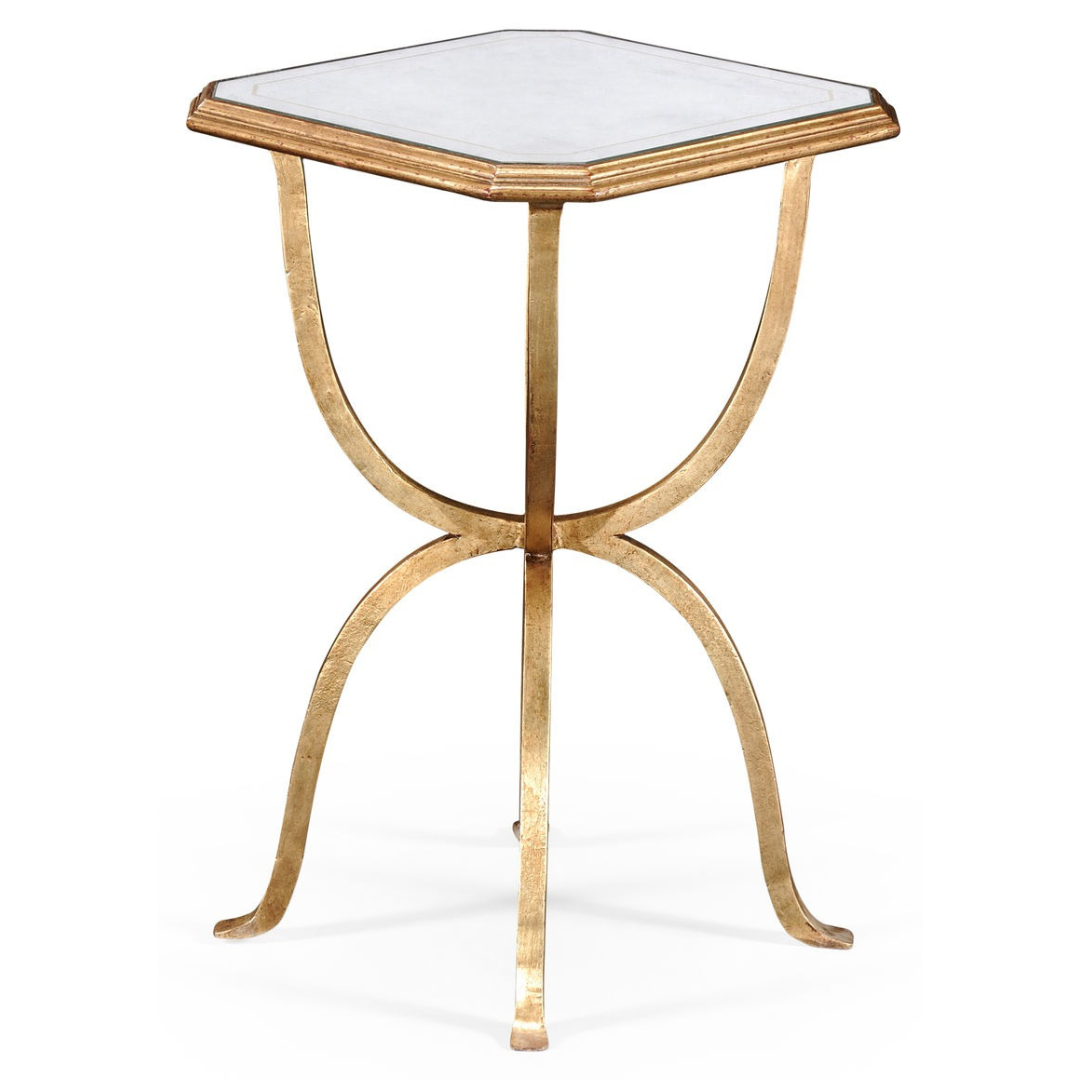 Octagonal Side Table – Églomisé and Gilded Iron