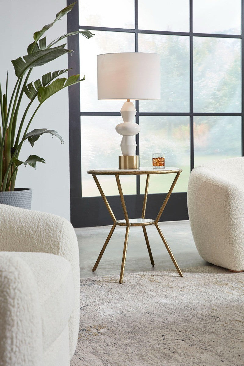 Refuge Round White Side Table