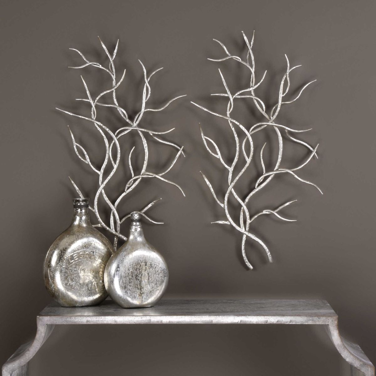 Silver Branches Wall Art – Set of 2